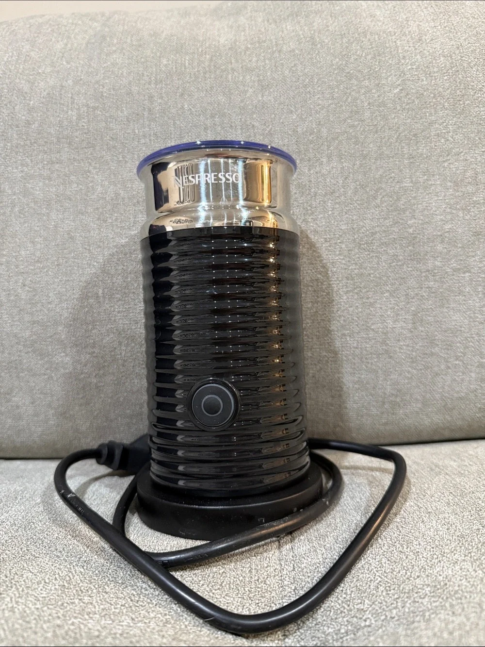 Nespresso Black Milk Frother with Silver Top
